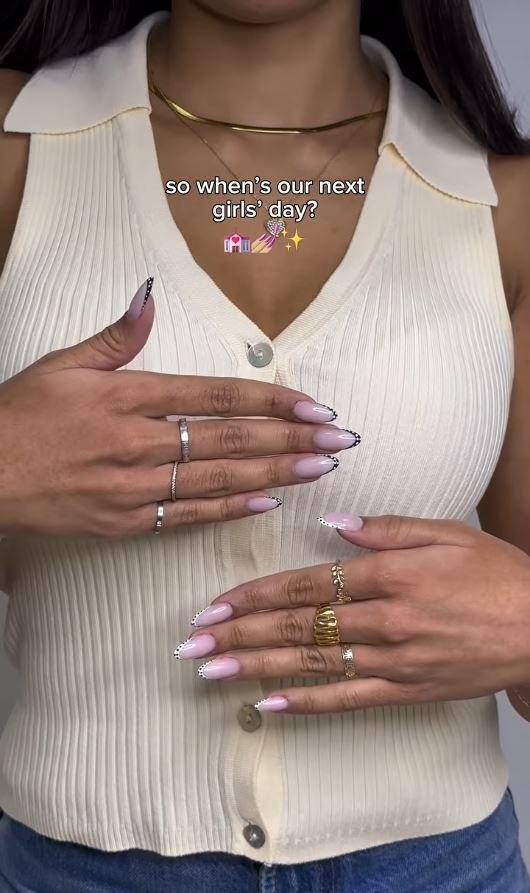 Soft pink gel manicure, close up
